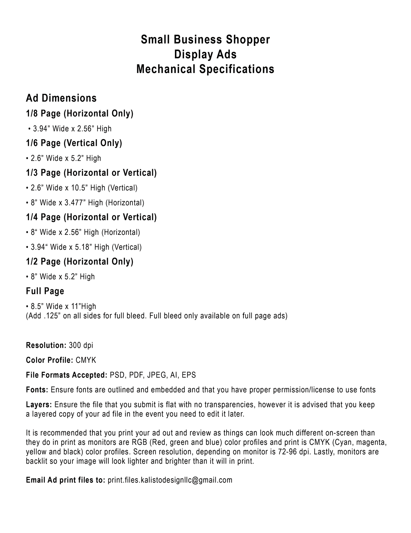 1/6 Page Advertisement - Vertical