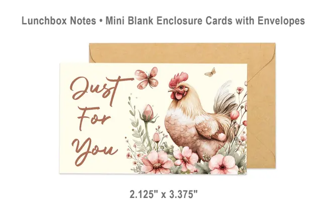 (Set of 2) Vintage Inspired Chicken Farmhouse Enclosure Gift Cards