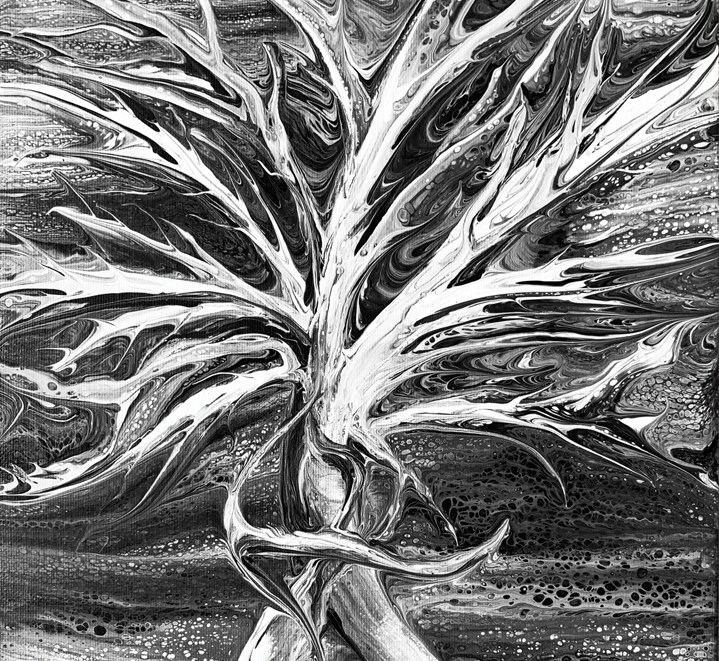 FLUID ART - ACRYLIC PAINT POUR - TREE SWIPE